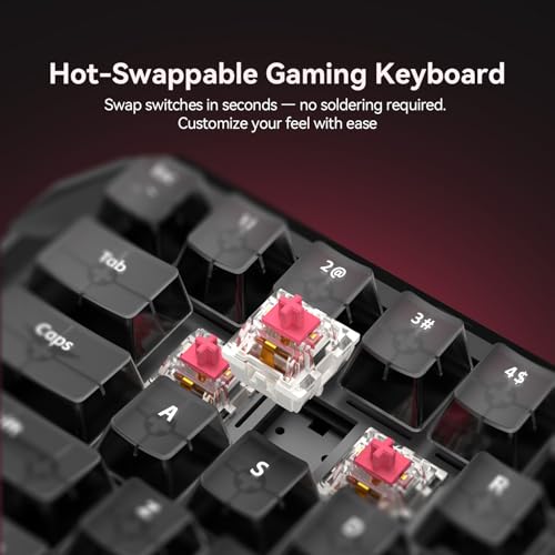 DarkBeacon Blade68 Wired Mechanical Keyboard 65%, Silent Switches, Quiet Typing, Hot Swappable, Gasket Structure, N-Key Rollover, 8000Hz, RGB Backlit, Campact Gaming Keyboard for PC Win/Mac - color: 68-Key Black