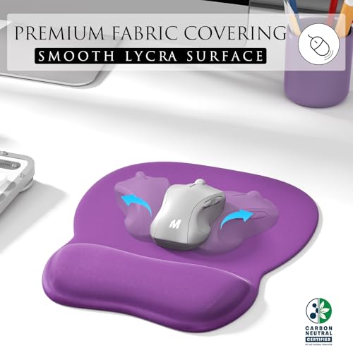 MROCO Ergonomic Mouse Pad with Gel Wrist Rest, 9.4 x 8.1 in, Violet Purple | Ergonomic Shape Design, Multiple Pattern Options, Gel Wrist Comfort, Smooth Lycra Surface, Non-Slip PU Base - color: Violet Purple