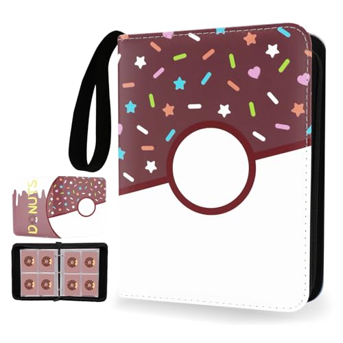 4 Pocket Card Binder 400 Card Holder Album, Choco Donut Trading Cards Holder Zipper Binder for Girl Teen Collection (Choco Donut, 400 Pocket) - color: Choco Donut, size: 400 Pocket