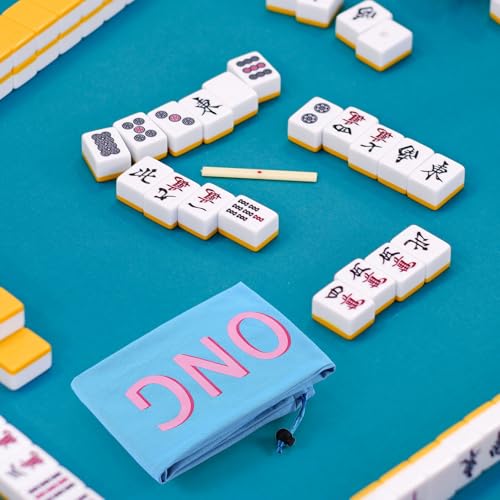 34 Inch Long Mahjong Mat Bag Cute Double Strapped Canvas Drawstring Mahjong Holder Lightweight Outdoor Carrying Bag for Board Games Travel Storage-Mat Not Include(Blue,1 Pc) - color: Blue, style: Soild