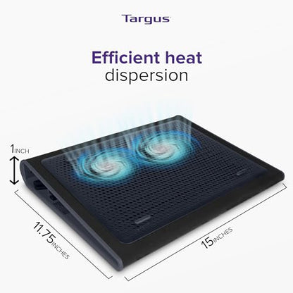 Targus 17 Inch Dual Fan Lap Chill Mat - Soft Neoprene Laptop Cooling Pad for Heat Protection,Fits Most 17" Laptops and Smaller - USB-A Connected Dual Fans for Heat Dispersion (AWE55US),(Pack of 8) - size: Tilted (Pack of 8)