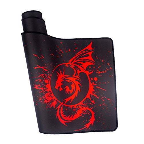 A-Red Large Dragon Gaming Mouse Mat - Gamer Office Computer Mouse Pad - color: A-Red