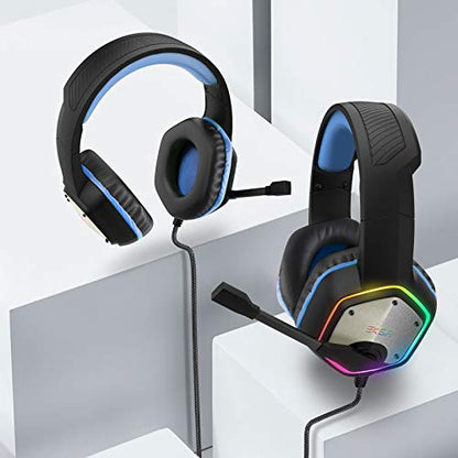 EKSA E1000 USB Gaming Headset, PC Headset with Noise Canceling Mic & RGB Light, 7.1 Surround Sound Computer Headphones, Compatible with PC, PS4 PS5 Console, Laptop