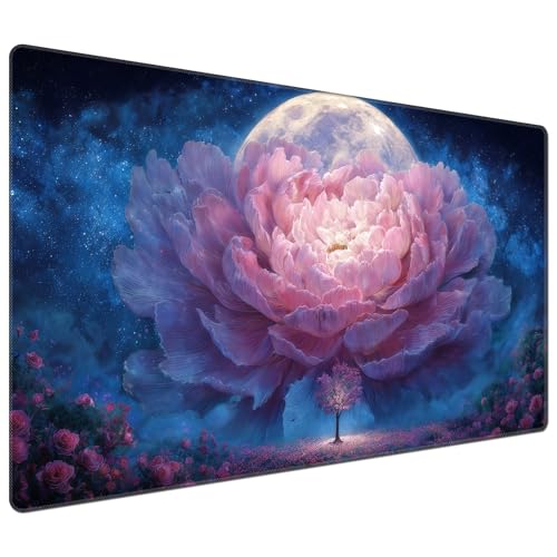 DEGDFSGR for MTG Playmat 24 x 14 inches for TCG Playmats Non-Slip Rubber Base Commander Playmat HD Cover for MTG Play Mat Iorcana Trading Card Game, Blue Giant Peony - color: Blue Giant Peony, size: 24" x 14"