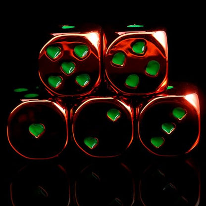 16mm Red Metal Dice Set - 5-Piece Solid Iron Dice with Case, 6-Sided Metal Dice for Board Games, Poker Parties & Tabletop RPG - color: Red