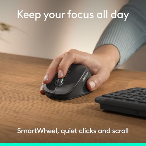 Logitech Signature Comfort M840 L Wireless Mouse Bluetooth - Off White | Bluetooth, SmartWheel, customizable buttons, multi-device, for Windows, MacOS, iPadOS - color: Off White, style: No Palm Cushion