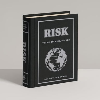 WS Game Company Risk Vintage Bookshelf Edition, Linen Wrapped Book Box & Slipcase - Secret Mission Variant & 6 Armies - Strategy Board Games for Adults & Kids, Ages 10+