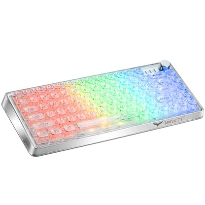 75% Hot‑Swappable Tri‑Mode Mechanical Keyboard, Wireless Bluetooth 5.0 2.4G USB‑C Gaming Keyboard with Volume Knob, Pre‑Lubed Linear Switch, RGB Backlit Metal Shell Compact Keyboard for PC Mac Gamers - color: White