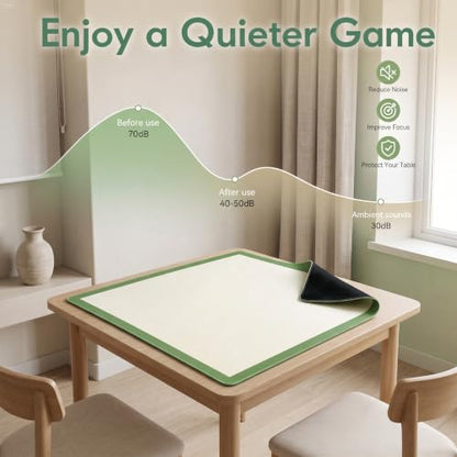 Mahjong Mat Green 31.5x31.5 Inch 2mm Thick Neoprene | Waterproof, Noise Reduction, Non-Slip, For Mahjong, Dominoes, Poker & Board Games, With Storage Bag & 4 Dice - color: Green