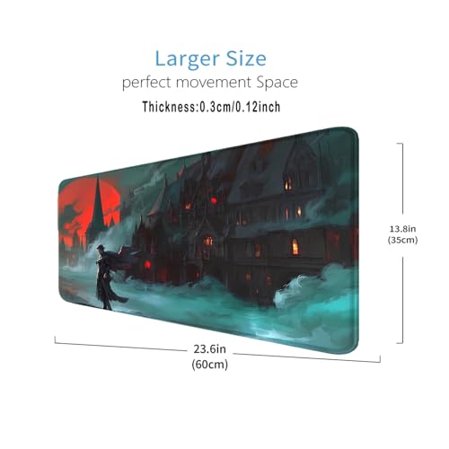 MTG Playmat, Stitched Edges Castle TCG Play Mat, 24 x 14 inches for MTG DTCG CCG RPG Trading Card Inked Game MTG Mats Smooth Rubber Surface Battle - color: Vampire With Zones
