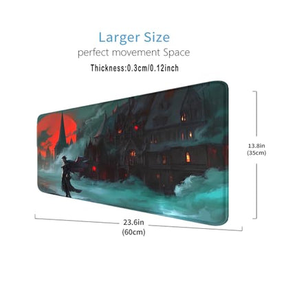 MTG Playmat, Stitched Edges Castle TCG Play Mat, 24 x 14 inches for MTG DTCG CCG RPG Trading Card Inked Game MTG Mats Smooth Rubber Surface Battle - color: Vampire With Zones