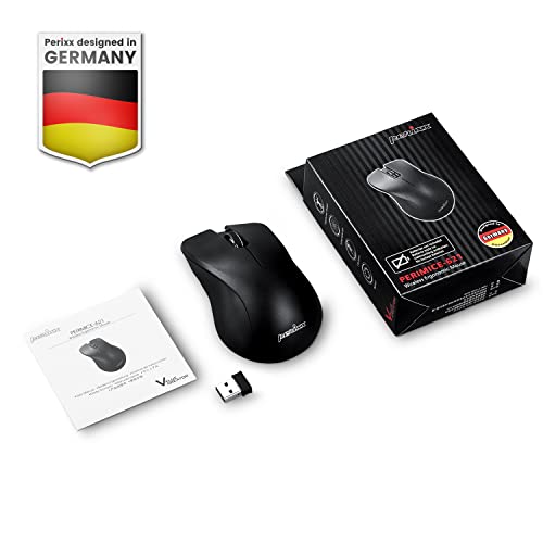Perixx PERIMICE-621B Wireless Mouse - Silent Click with Ergo Design - Compatible for Desktop and Laptop PC - Wireless 2.4 GHz - Black - style: - Wireless Black