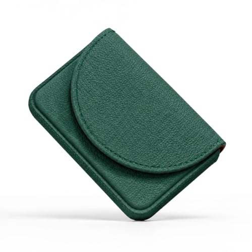 Business Card Holder，PU Leather Business Card Case Wallet Green | Pocket Travel Name Card Case for Men and Women Gift，Portable Magnetic Business Card Carrier for Purse - color: Green