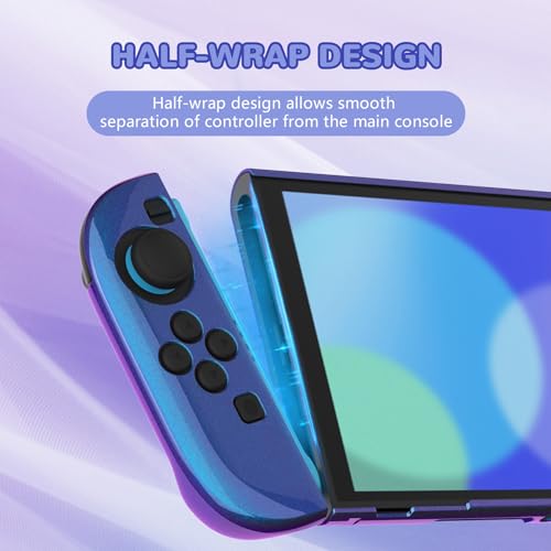 PlayVital Glossy Protective Case for Nintendo Switch 2 with Extra Stand & Thumb Grip Caps | Solid Color Series, Chameleon Purple Blue - color: Chameleon Purple Blue