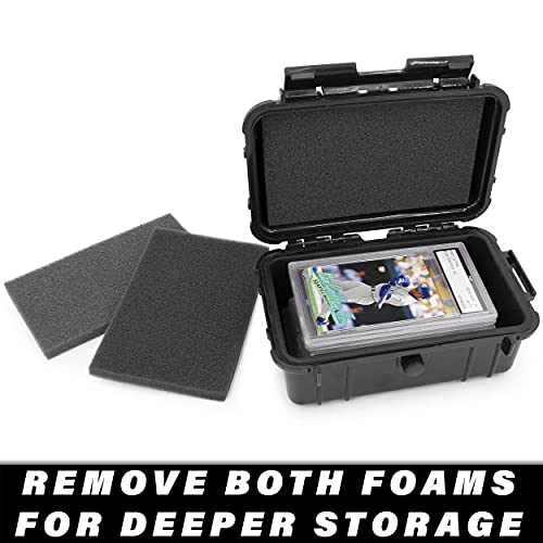 CASEMATIX Graded Card Case Compatible with 6+ BGS 8+ PSA FGS Graded Sports Trading Cards, Waterproof Graded Slab Card Storage Box with Card Carrying Case Impact Absorbing Foam Inserts