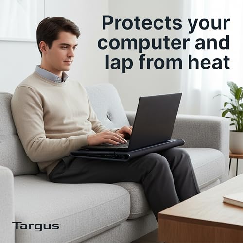 Targus 17 Inch Dual Fan Lap Chill Mat - Soft Neoprene Laptop Cooling Pad for Heat Protection, Fits Most 17" Laptops and Smaller - USB-A Connected Dual Fans for Heat Dispersion (AWE55US) - size: Tilted