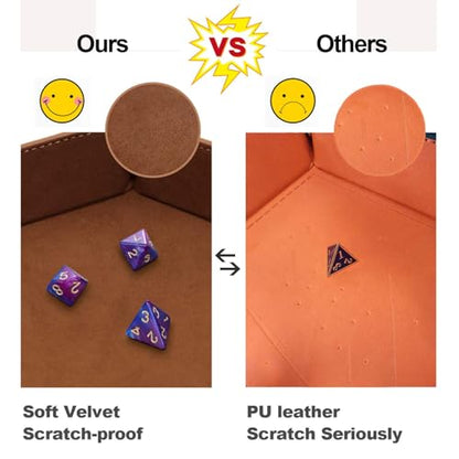 K.T. Fancy Dice Tray 8 Pieces Folding D&D Dice Tray Dice Holder Storage Box for Dice Rolling Tray PU Leather and Velvet. - style: 8 PCS