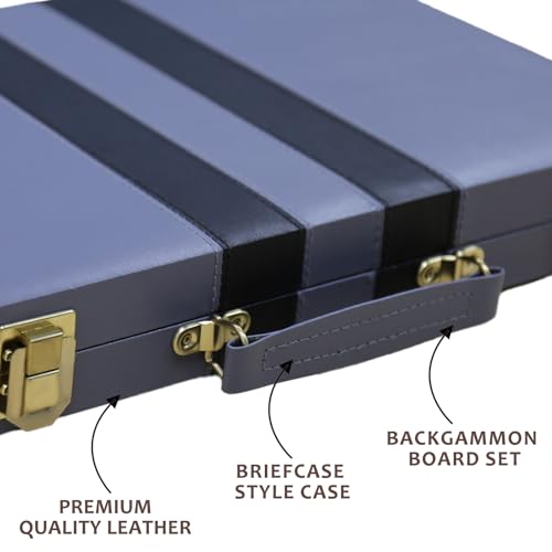 Backgammon Set - Classic Board Game with Premium PU Leather Case - Portable Travel Strategy Backgammon Game Set for Adults, Kids Family Game Night, Vacation & Gifts (18inch Large, Gray) - color: Gray, style: 18inch