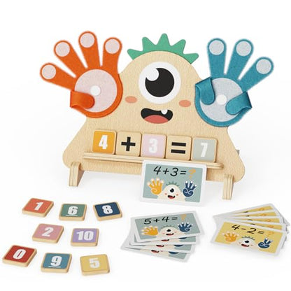 Finger Counting Math Toy for Kids 3-5, Montessori Monster Math Toy with Number Blocks, Hands-On Addition & Subtraction Learning Toy, Educational Birthday Gift for Toddlers - size: SIZE A