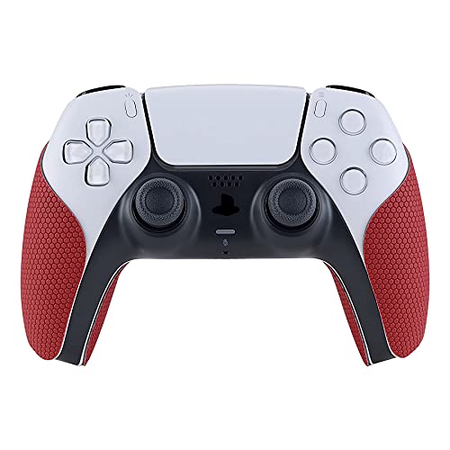 eXtremeRate PlayVital Red Anti-Skid Sweat-Absorbent Controller Grip for ps5 Controller, Professional Textured Soft Rubber Pads Handle Grips for ps5 - color: Red