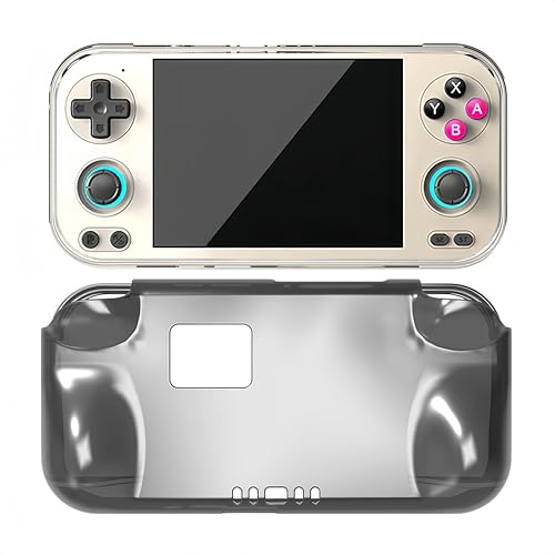 Tuvzylory Protective Case compatible with Anbernic RG476H, Clear Shockproof Handheld Game Console Cover with Ergonomic Grip for Travel & Gaming (Clear Black) - color: Clear Black