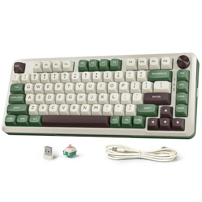 Redragon K681 Pro Wireless Mechanical Keyboard, Gasket Mounted RGB Gaming Keyboard with Volume Knob, MDA-Profile, Pre-Lubed Linear Switches, 81 Keys 75％ Tri-Mode Hot Swappable for PC/Xbox/PS (Matcha) - color: Matcha Green, size: Custom Linear Switches