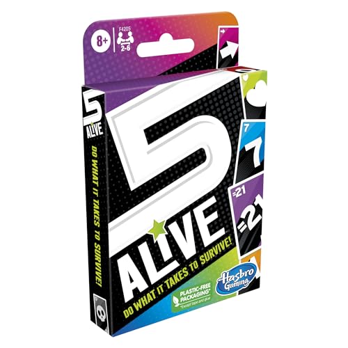 Hasbro Gaming 5 Alive Card Game, Fast-Paced Game for Kids and Families, Easy to Learn, 2 to 6 Players, Fun Summer Activities, Vacation Travel Essentials, Ages 8+ - size: 3.62 inches x 5.62 inches x 0.1 inches