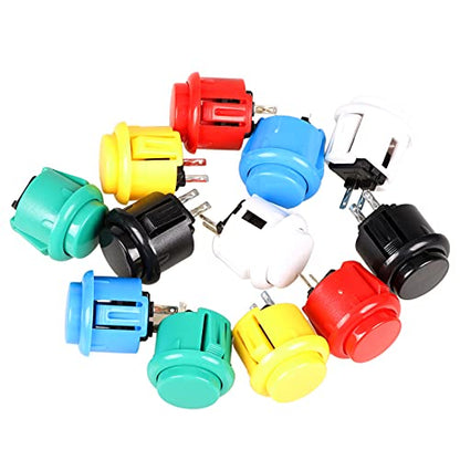 EG STARTS 12x 24mm OEM Arcade Push Buttons Switch Perfect Replace for Sanwa OBSF-24 OBSC-24 OBSN-24 Push Button DIY Fighting Stick PC Joystick Game Part (Each Color of 2 Pieces)