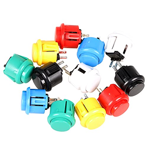 EG STARTS 12x 24mm OEM Arcade Push Buttons Switch Perfect Replace for Sanwa OBSF-24 OBSC-24 OBSN-24 Push Button DIY Fighting Stick PC Joystick Game Part (Each Color of 2 Pieces)