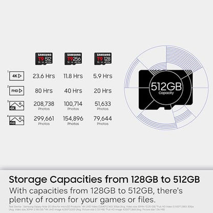 Samsung microSDXC T9 128GB, Transfer Speeds Up to 200MB/s | microSD made for Avid Gamers & Professional Creators (MB-MH128T/AM) - size: 128GB