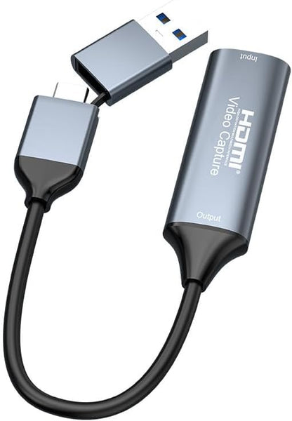 Video/Audio Capture Card, 4K HDMI to USB C/A Capture Card, Full HD 1080P Video Grabber for Gaming Recorder Livestream, Compatible with Switch PS5 PS4 Xbox TV Stick Camera PC Mac