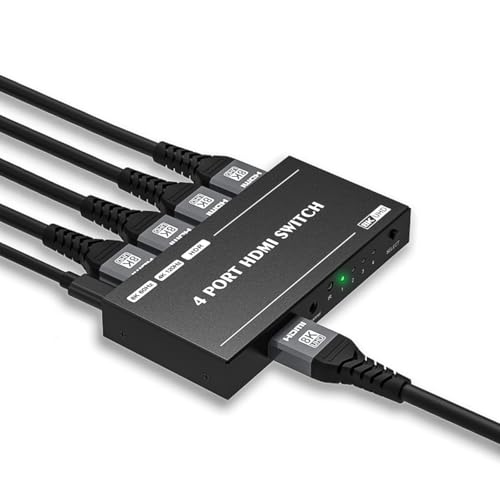 Y.D.F 8K@60Hz HDMI Switcher 4 in 1 Out Aluminum Support 4K@120Hz HDR10+ HDCP 2.3 CEC HDMI 2.1 Switch Splitter Compatible with PS5/4 Xbox X/S Nintendo Switch/OLED Roku Apple TV Fire Stick UHD TV - size: HDMI Switch 4 Port 8K