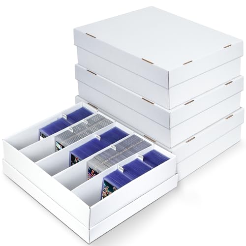 4 Pack Trading Card Storage Box - Holds 800 Top Loaders & 220 One Touch - Cardboard Case with Dividers for Sport Cards (5 Rows) - size: 5 Rows