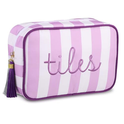 Sanwuta 1 Pcs Mahjong Tile Bag with Zipper,Purple,Striped | Embroidered Mahjong Case for 166 American Mahjong Tiles (1.2") Portable Bags for Board Game Party Gathering Travel - color: Purple, style: Classic