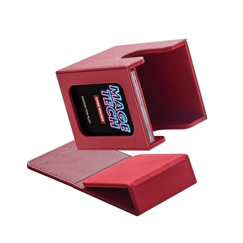 Commander Deck Box Lite - Card Display with Mini Snap Card Holder & Removable Cover, Fits 100+ Single-Sleeved Cards, Ideal for MTG, PTCG, OPCG, SWU & More(Red) - color: Red