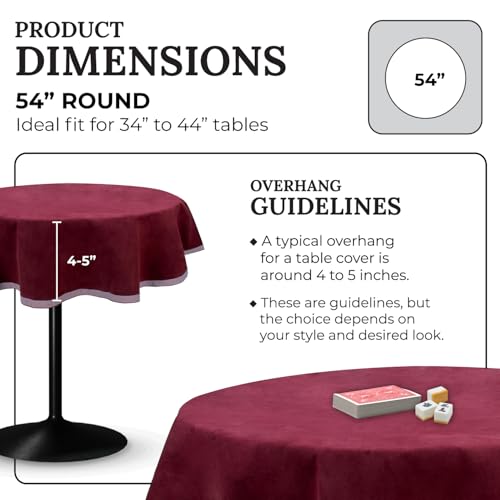 Personalized 54" Round Burgundy Card (Bridge) Table Cover - color: Burgundy Embroidered, size: 54"