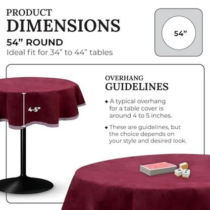 Personalized 54" Round Burgundy Card (Bridge) Table Cover - color: Burgundy Embroidered, size: 54"