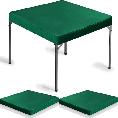 Frienda 2 Pack Felt Game Table Cover 34 x 34 Inches Square Folding Table Cloth Indoor Outdoor for Card Tables, Ideal for New Year Poker Mahjong Games, Picnic, Camping & Party - color: Dark green