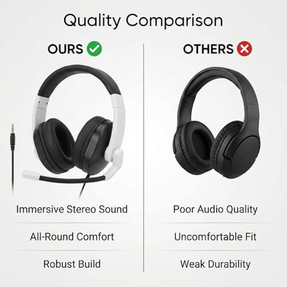 EBTOOLS Gaming Headset with Noise Canceling Microphone, 3.5mm Over Ear Headphones with Deep Bass, Adjustable Soft Padded Headband for Gaming