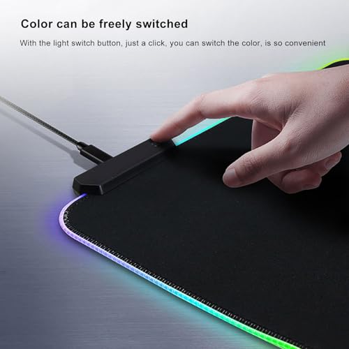 Large RGB Gaming Mouse Pad 800x300x4mm, Non-Slip Rubber Bottom, Plug and Play Mouse Pad for GAMERS, USB Interface