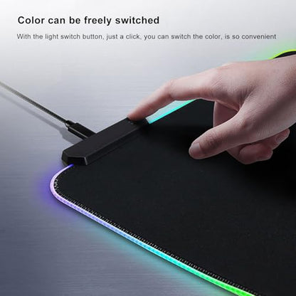 Large RGB Gaming Mouse Pad 800x300x4mm, Non-Slip Rubber Bottom, Plug and Play Mouse Pad for GAMERS, USB Interface