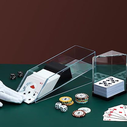 Honoson 6 Deck Blackjack Shoe and Discard Tray Acrylic, Clear | Card Dispenser for Poker Games, Dealing Shoe with Discard Holder for Casino Blackjack, Transparent Acrylic Material - color: Clear, style: 6 Deck