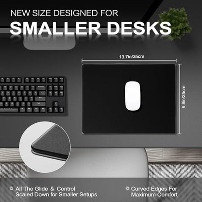 Glass Gaming Mouse Pad, 3mm Ultra-Thin Hard Gaming Mousepad ，Ultra-Smooth Micro-Etched Surface for Fast & Precise Tracking, Non-Slip Base, 13.7" x 9.8", Black - size: 13.7L x 9.8W inches