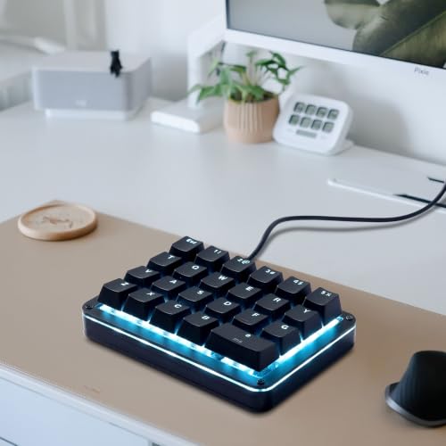 Koolertron 23-Key One-Handed Mechanical Keypad, Blue LED Backlit Portable Mini One-Handed Mechanical Gaming Keypad 23 Fully Programmable Keys - style: 23 Keys/Blue Backlit/Blue switches