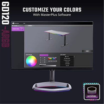 Cooler Master GD120 A1 ARGB 30th Anniversary PC Gaming Desk, Ambient ARGB, Water-Repellent Mousepad, 220lbs Weight Support, 3 Height Levels, Cable Management Tray, 47.2Dx29.5W Workstation|Home Office - style: GD120 ARGB 30th Anniversary