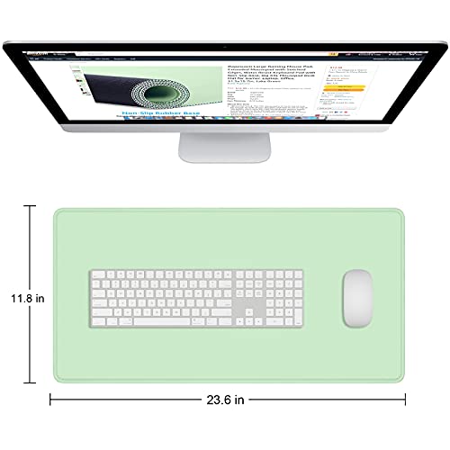 Dapesuom Large Mouse Pad, Extended Gaming Mouse Mat with Stitched Edges, Full Size Desk Mats with Non-Slip Base, Computer Big Desktop Keyboard Pad for Gamer, Laptop, Office, 23.6 x 11.8 In, Lake Green - color: Lake Green, size: 23.6L x 11.8W inches