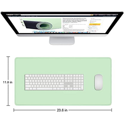 Dapesuom Large Mouse Pad, Extended Gaming Mouse Mat with Stitched Edges, Full Size Desk Mats with Non-Slip Base, Computer Big Desktop Keyboard Pad for Gamer, Laptop, Office, 23.6 x 11.8 In, Lake Green - color: Lake Green, size: 23.6L x 11.8W inches