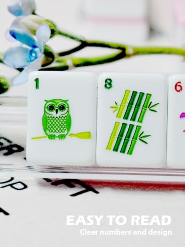 Mahjong Tile Set 160 1.2” Acrylic American Mahjong Game Sets | Pink Fairy Garden Series Mah Jongg Tiles with 6 Dice PU Bag Accessories Gifts for Majong Players Beginners - color: Garden