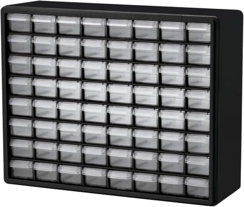 Akro-Mils 64-Drawer Plastic Drawer Storage Cabinet for Garage Organization, Bead Organizer, Building Bricks Storage, Teacher Toolbox, Makeup Organizer, 20" W x 6" D x 16" H, 10164 Black - color: Black, size: 64 Drawer, style: 1 Pack