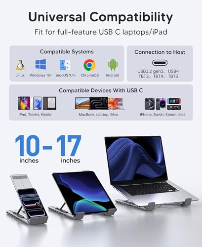10 in 1 USB C Laptop Dock Stand 4K Triple Monitor with PD 100W | 2*HDMI+1*DisplayPort(up to 4K@60Hz), 2 USB A 3.0, 2 USB A 2.0, PD 100W, USB C 3.0+SD&TF for Mac Pro/Air/Dell/HP/Surface/Acer - style: M94 10 in 1(2 HDMI+DP)